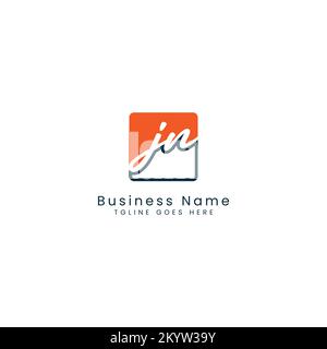 J N JN lettre initiale manuscrite et modèle d'image vectorielle de signature en forme de carré Illustration de Vecteur