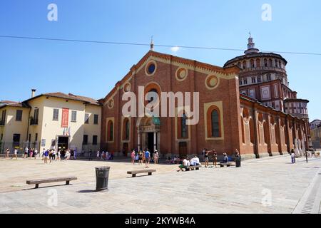 MILAN, ITALIE - 13 AOÛT 2022 : Basilique Santa Maria delle Grazie est l'église qui préserve 'la Cène' de Léonard de Vinci, Milan, Italie Banque D'Images