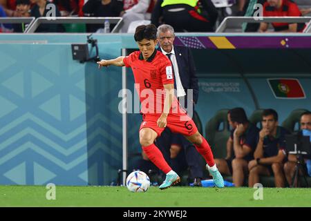 Inbeom Hwang lors de la coupe du monde de la FIFA Qatar 2022 Group H match entre la République de Corée et le Portugal au stade de la ville d'éducation sur 02 décembre 2022 à Al Rayyan, Qatar. (Photo de Pawel Andrachiewicz/PressFocus/Sipa USA) Banque D'Images