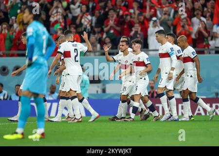 Doha, Qatar. 02nd décembre 2022. Les joueurs de l'équipe nationale du Portugal célèbrent le but de Ricardo Horta lors d'un match contre la Corée du Sud dans le groupe H de la coupe du monde de la FIFA Qatar 2022 entre la Corée du Sud et le Portugal au stade Education City à Doha, au Qatar. 2 décembre. Credit: Brésil photo Press/Alamy Live News Banque D'Images