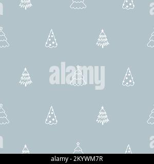 Motif bleu forêt sans couture dessiné à la main dans le style scandinave. Enfants vecteur hiver fond pour le design et la décoration textile, couvertures, paquet Illustration de Vecteur