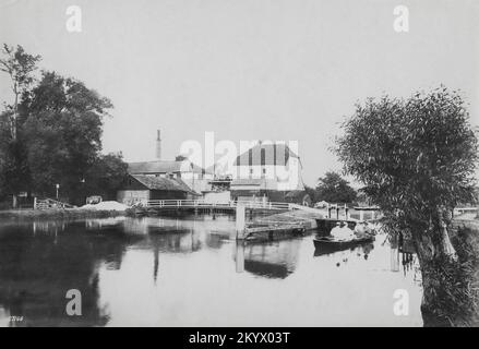 Photographie vintage - 1890 - Mill and Lock, Shiplake, Oxfordshire Banque D'Images