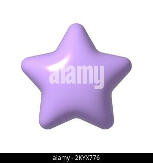 3D étoiles violettes étincelantes. Les symboles des fêtes scintillent. Flash brillant magique, feu d'artifice lumineux. Design de rendu réaliste en plastique brillant 3D Banque D'Images
