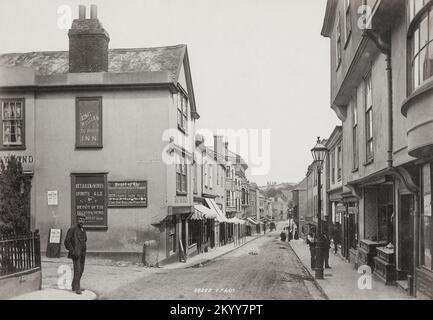 Photographie d'époque - 1896 - vue sur Fore Street, totes, Devon Banque D'Images