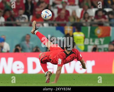 12/02/2022, Education City Stadium, Doha, QAT, coupe du monde FIFA 2022, Groupe H, Corée du Sud contre Portugal, dans le tableau le chant de la Corée du Sud Cho GUE-sung Banque D'Images