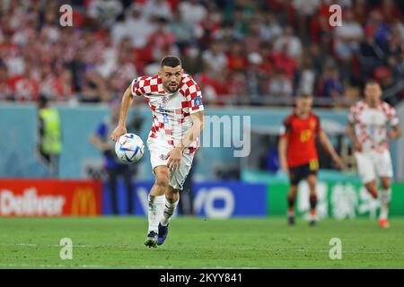 1st décembre 2022 ; stade Ahmed bin Ali, Al Rayyan, Qatar ; coupe du monde de football de la FIFA, Croatie contre Belgique ; Mateo Kovacic de Croatie Banque D'Images