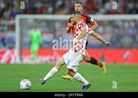 1st décembre 2022 ; stade Ahmed bin Ali, Al Rayyan, Qatar ; coupe du monde de football de la FIFA, Croatie contre Belgique ; Mateo Kovacic de Croatie Banque D'Images