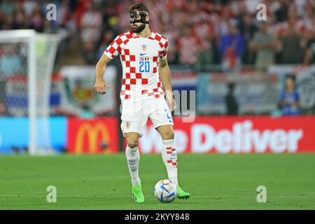 1st décembre 2022 ; stade Ahmed bin Ali, Al Rayyan, Qatar ; coupe du monde de football de la FIFA, Croatie contre Belgique ; Josko Gvardiol de Croatie Banque D'Images