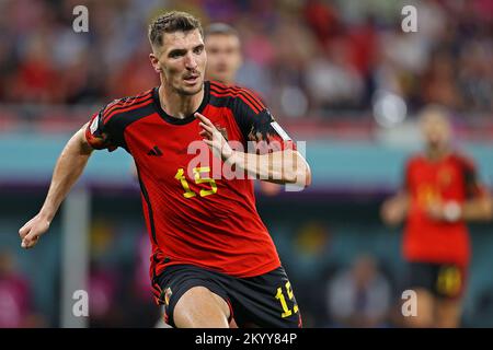 1st décembre 2022 ; stade Ahmed bin Ali, Al Rayyan, Qatar ; coupe du monde de football de la FIFA, Croatie contre Belgique ; Thomas Meunier de Belgique Banque D'Images