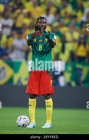 Lusail, Catar. 02nd décembre 2022. Frank du Cameroun pendant le match entre le Cameroun et le Brésil, valable pour la phase de groupe de la coupe du monde, tenue au Stade National de Lusail à Lusail, Qatar. Crédit: Rodolfo Buhrer/la Imagem/FotoArena/Alay Live News Banque D'Images