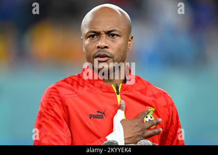 Al Wakrah, Qatar. 02nd décembre 2022. Andre Ayew du Ghana pendant la coupe du monde de la FIFA Qatar 2022 Groupe H match entre le Ghana et l'Uruguay au stade Al Janoub à Al Wakrah, Qatar sur 2 décembre 2022 (photo par Andrew Surma/ Credit: SIPA USA/Alay Live News Banque D'Images