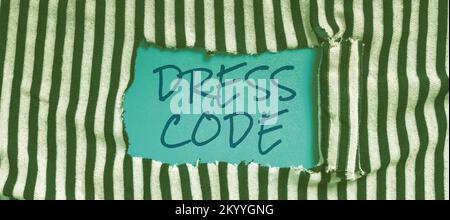 Code vestimentaire de légende conceptuelle. Business concept une façon acceptée de s'habiller pour une occasion ou un groupe particulier Banque D'Images