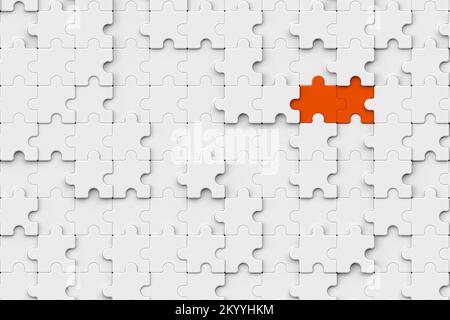 Deux puzzles orange prêts à être intégrés à une planche de puzzle blanche. pièces de puzzle au concept de travail fini. business success concept, rendu 3d Banque D'Images
