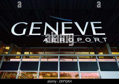 GENÈVE, SUISSE - 19 NOVEMBRE 2015 : élément de l'aéroport de Genève. L'aéroport international de Genève est l'aéroport international de Genève, en Suisse. Banque D'Images