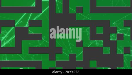 Image du code qr avec réseau blanc de connexions sur fond vert Banque D'Images