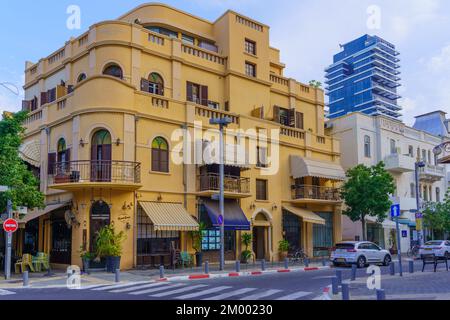 Tel-Aviv, Israël - 29 novembre 2022 : vue sur l'ancien bâtiment du quartier de Neve Tzedek, tel-Aviv, Israël Banque D'Images