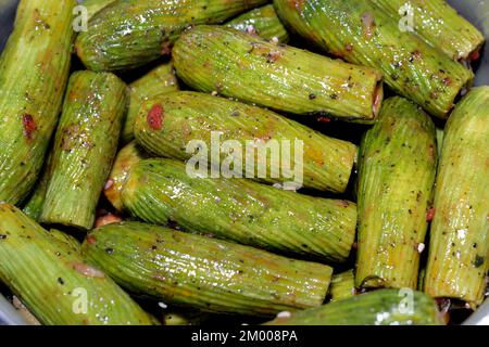 Courge farcie, courgette, moelle, mahshi, ou courgettes fourrées de riz blanc, oignon, persil, aneth et coriandre, foyer sélectif de l'égyptien arabe Banque D'Images