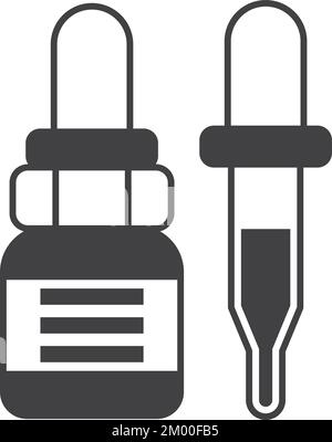 illustration de la bouteille et du compte-gouttes dans un style minimal, isolée sur l'arrière-plan Illustration de Vecteur