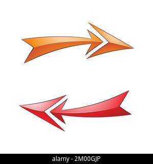Illustration des flèches de rafraîchissement brillant dans les couleurs orange et rouge isolées sur un arrière-plan blanc Illustration de Vecteur