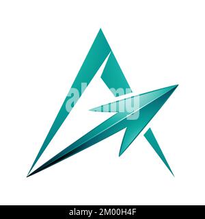 Illustration de la lettre Triangulaire A avec une flèche verte persane isolée sur un fond blanc Illustration de Vecteur