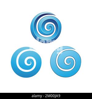 Illustration de formes bleues rondes et spirales isolées sur un fond blanc Illustration de Vecteur
