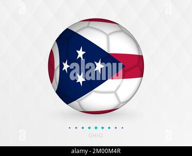 Ballon de football avec motif drapeau de l'Ohio, ballon de football avec drapeau de l'équipe nationale de l'Ohio. Icône Vector sport. Illustration de Vecteur