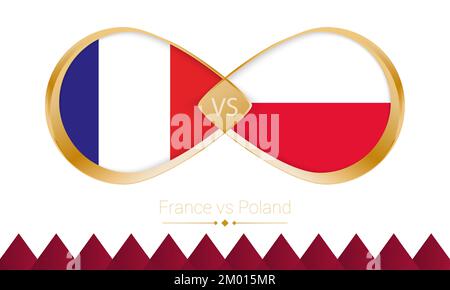 Icône dorée France contre Pologne pour le match de football 2022, Round of 16. Illustration vectorielle. Illustration de Vecteur