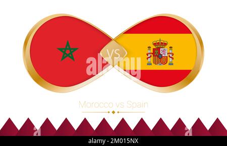 Icône d'or du Maroc contre l'Espagne pour le match de football 2022, Round of 16. Illustration vectorielle. Illustration de Vecteur