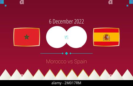 Match de football Maroc contre Espagne dans le Round de 16, compétition internationale de football 2022. Icône versus. Illustration de Vecteur