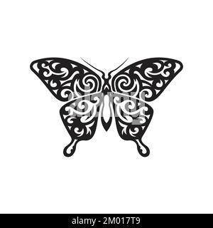 Modèle vectoriel de papillon silhouette noire Illustration de Vecteur