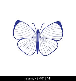 Motif papillon bleu naturel avec fond blanc Illustration de Vecteur