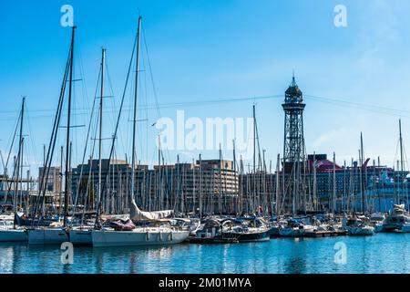 Port Vell, Port de bord de mer à Barcelone, Catalogne, Espagne, Europe Banque D'Images