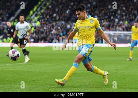 Derby, Royaume-Uni. 3rd décembre 2022.Reece James de Sheffield mercredi en action pendant le match Sky Bet League 1 entre Derby County et Sheffield mercredi à Pride Park, Derby le samedi 3rd décembre 2022. (Credit: Jon Hobley | MI News) Credit: MI News & Sport /Alay Live News Banque D'Images