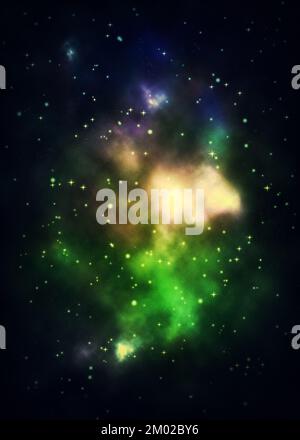 Résumé nuages nébuleux colorés dans l'arrière-plan de l'espace étoilé. Banque D'Images