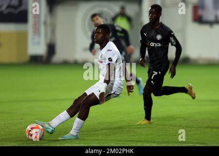 Joueurs d'Anderlecht photographiés en action lors d'un match de football amical entre RSC Anderlecht et Greek OFI Crete F.C., samedi 03 décembre 2022 à Héraklion, Crète, Grèce. BELGA PHOTO STEFANOS RAPANIS Banque D'Images