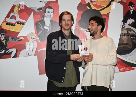 Torinoi, Italie Festival du film de Turin édition 40th cérémonie de remise des prix Photocall en photo:L'ANCIEN réalisateur TRIKS Edoardo Pasquini et Viktor Ivanov Prix spécial du jury Spazio Italia Concours italien de court-métrage Banque D'Images