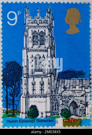 Photo d'un timbre-poste britannique St Mary la Vierge Huish Episcopi Somerset Village églises série 1972 Banque D'Images