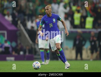 2nd décembre 2022 ; Stade emblématique de Lusail, Lusail, Qatar ; coupe du monde de football de la FIFA, Cameroun contre Brésil ; Fabinho du Brésil Banque D'Images