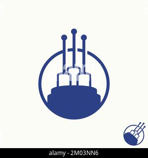 Logo design Graphic concept créatif abstrait Icon Premium libre vecteur stock unique 3D forme de câble fibre optique sur le cercle Internet ou réseau Illustration de Vecteur