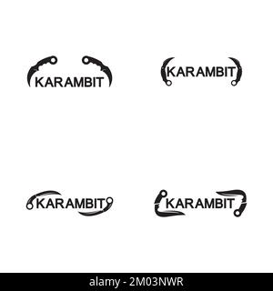 Modèle vectoriel de conception de logo de couteau Karambit Illustration de Vecteur