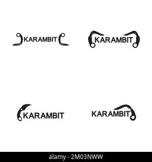 Modèle vectoriel de conception de logo de couteau Karambit Illustration de Vecteur