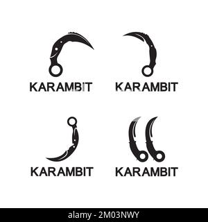 Modèle vectoriel de conception de logo de couteau Karambit Illustration de Vecteur