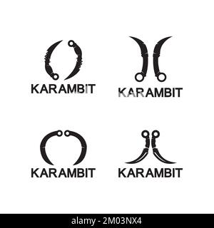 Modèle vectoriel de conception de logo de couteau Karambit Illustration de Vecteur