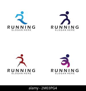 Lettre R pour le logo de course à pied combinaison lettre R et les gens Illustration de Vecteur