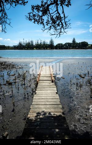 Jetée, estuaire d'Orewa, Auckland, Île du Nord, Nouvelle-Zélande Banque D'Images