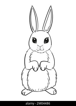 Divers lapins mignons, le printemps, lapin de pâques dans le style esquisse. Lapin assis, dort et saute illustration vectorielle isolée sur blanc. Style Doodle, dessin à la main, graphique. Illustration de Vecteur