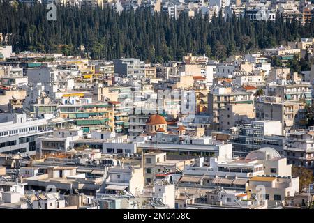 Vue sur la mer des maisons d'Athènes, Athènes, Attique, Grèce, Europe Banque D'Images