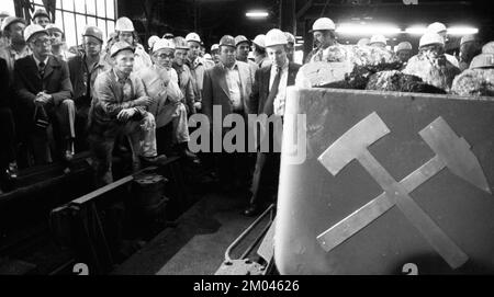 Avec le dernier chien, la mine de charbon Waltrop a mis fin à son alimentation en charbon dans le champ de houille le 29.06.1979 à Dortmund-Waltrop, DEU, Allemagne, Dortmund, Europe Banque D'Images