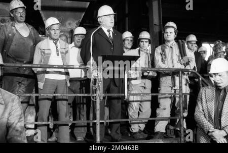 Avec le dernier chien, la mine de charbon Waltrop a mis fin à son alimentation en charbon dans le champ de houille le 29.06.1979 à Dortmund-Waltrop, DEU, Allemagne, Dortmund, Europe Banque D'Images