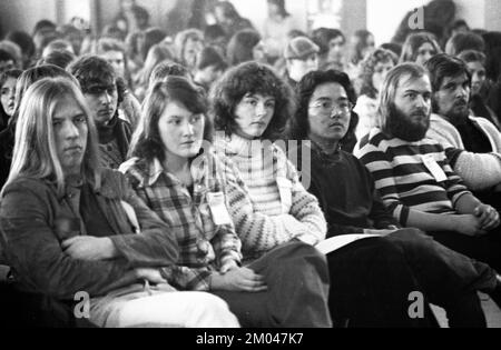 Le congrès étudiant Education démocratique de la jeunesse socialiste allemande des travailleurs (SDAJ) orientée vers le DKP, le 01.03.1975 à Brême, Allemagne, Europe Banque D'Images